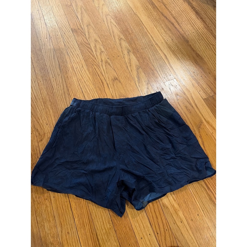 Lululemon Pace Breaker Lined Shorts Mens Navy Blue Marble Print 5 Inch Inseam